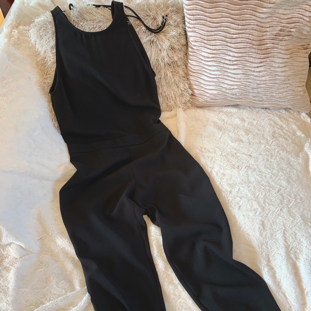 Iro black jumpsuit, plunge back